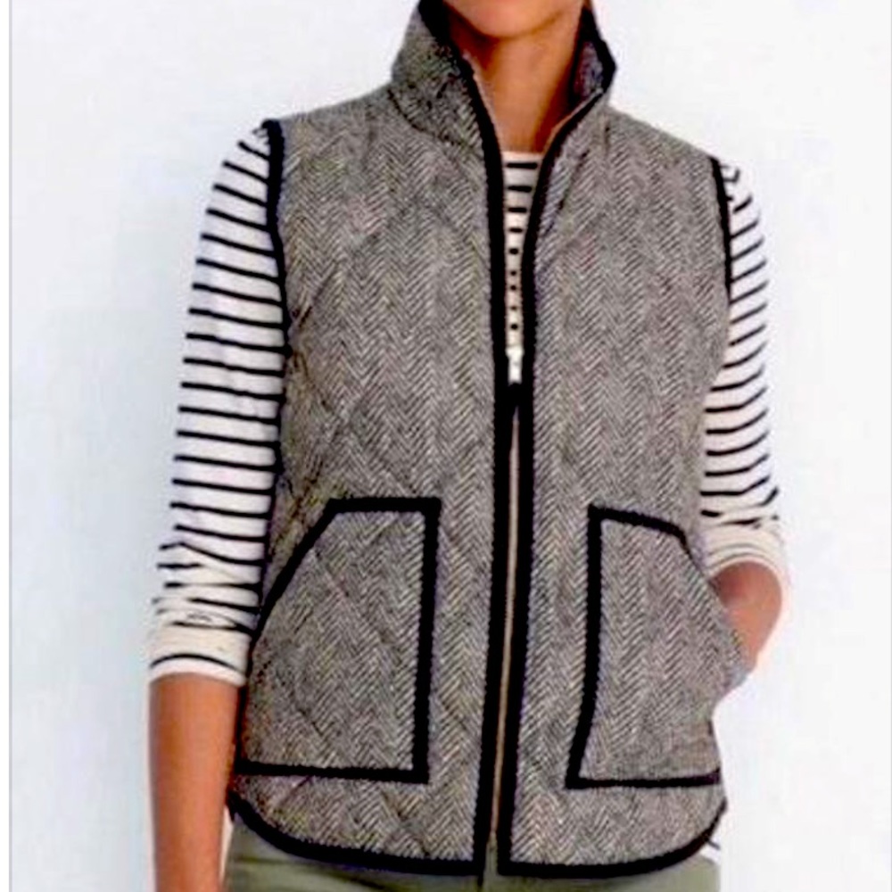 J. Crew Herringbone Excursion Quilted Puffer Vest